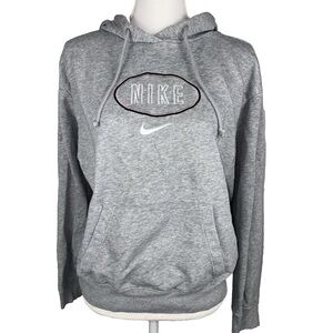 Nike Womens Extra Small Gray Hoodie Center Swoosh Embroidered Logo Sweatshirt XS